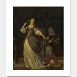 Lady Playing with a Dog by Eglon van der Neer Posters and Art